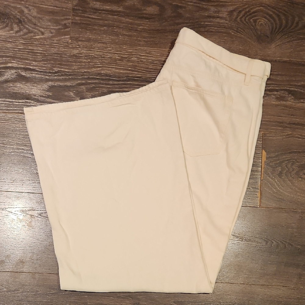 ❤️ NWOT! LOFT HIGH RISE WIDE LEG PALAZZO JEANS IN ECRU, 18 (34) - Picture 10 of 12